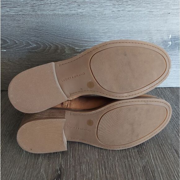 Lucky Brand Prenma Ankle Bootie | Block Heel | Cognac | Size 7 - Picture 8 of 10